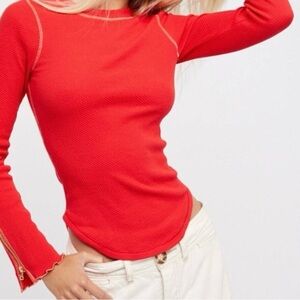 Free People Zip It Cuff Textured Slim Fit Thermal Henley Small
